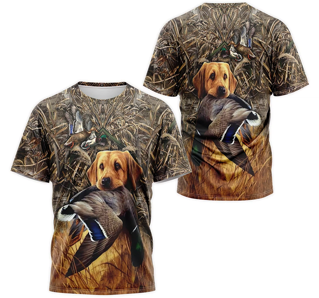 Personalized T-Shirt, Hoodie - Mallard Duck Hunting Coonhound Dog Leaves Camo 2 3D Printed