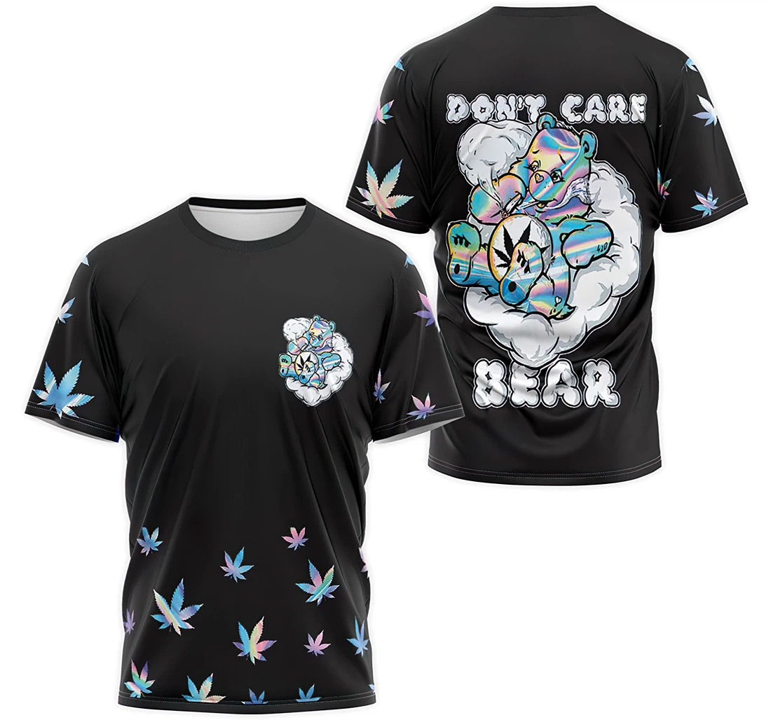 Personalized T-Shirt, Hoodie - Weed Cannabis Don't Care Bear Smoke 3D Printed