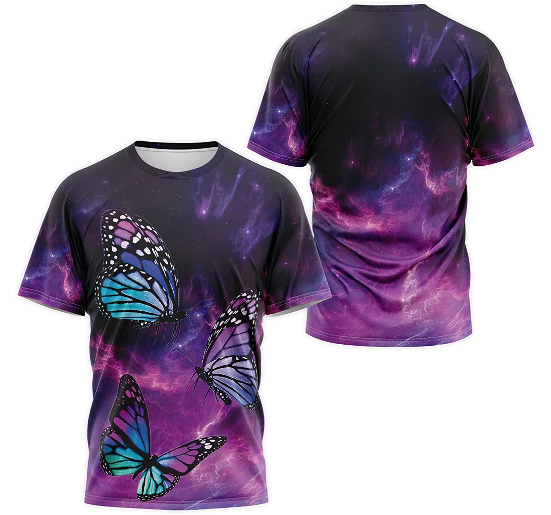 Personalized T-Shirt, Hoodie - Purple Butterfly Galaxy 3D Printed