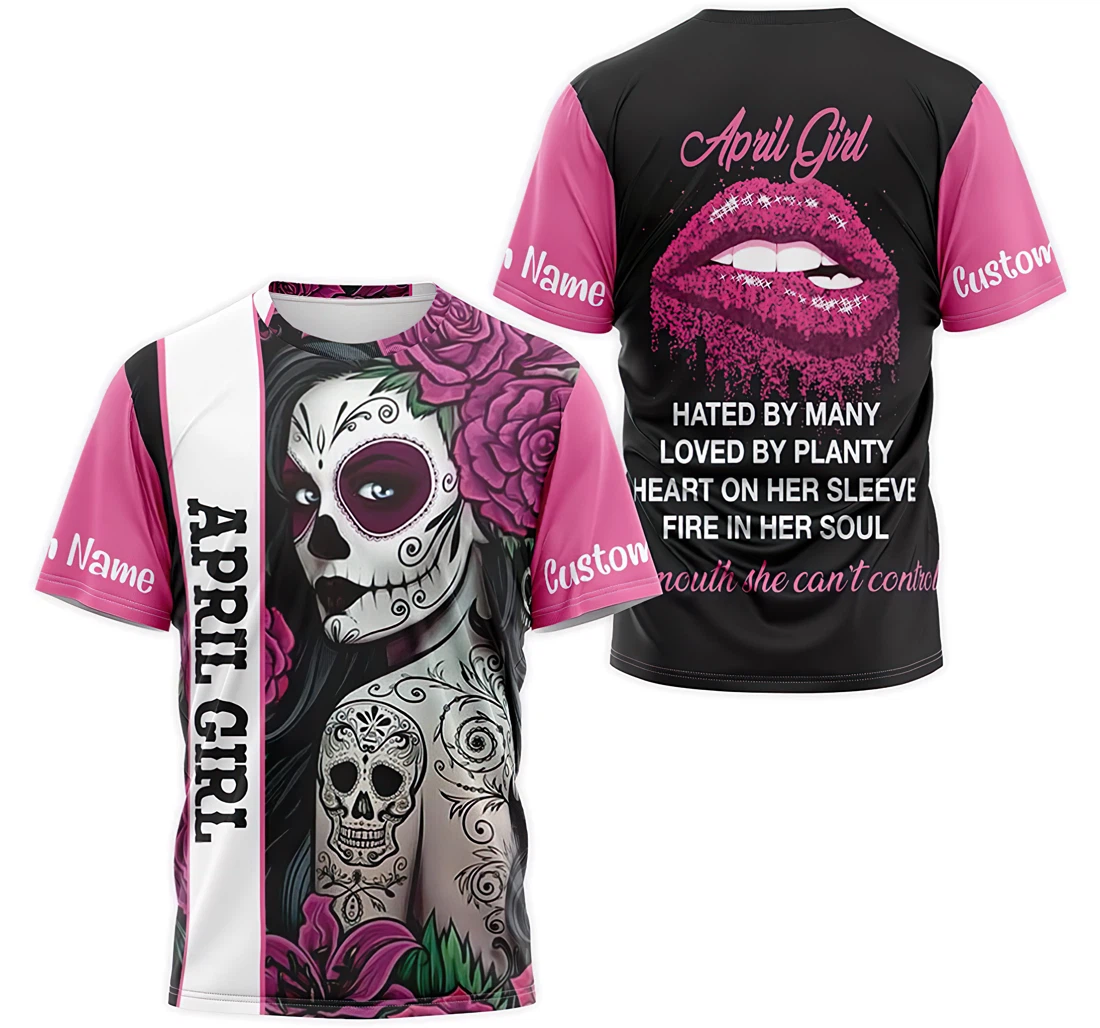 T-Shirt, Hoodie - Custom Name Girl Tattoo April Girl Hated By Many Loved By Plenty Heart On Her Sleeve Fire In Her Soul 3D Printed