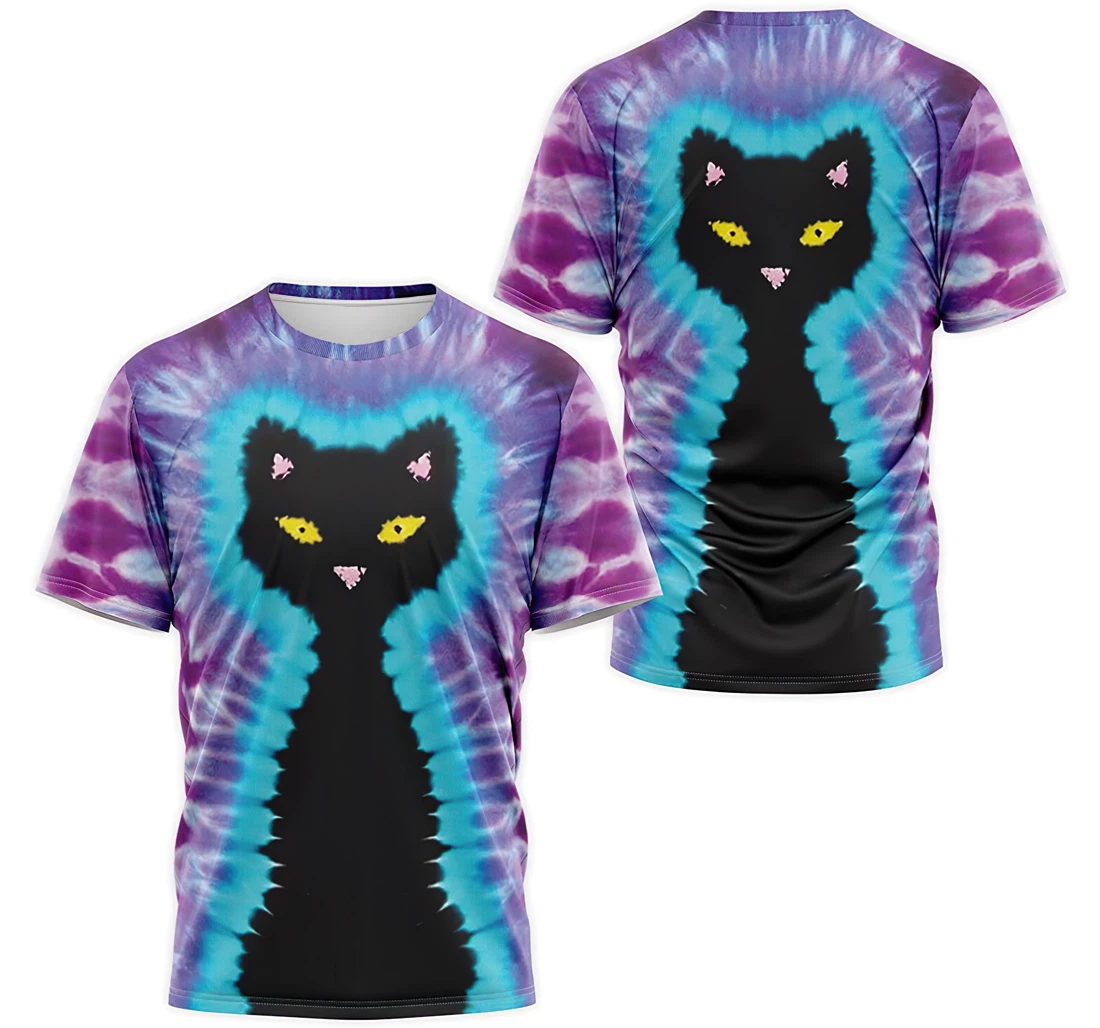 Personalized T-Shirt, Hoodie - Tie Dye Cat Yellow Eyes 3D Printed