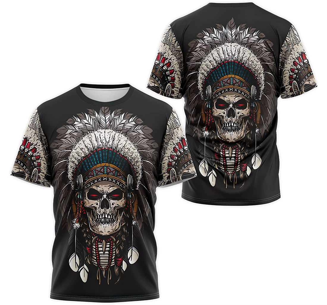 Personalized T-Shirt, Hoodie - Native American Skull Heeddress Warbonnet 2 3D Printed