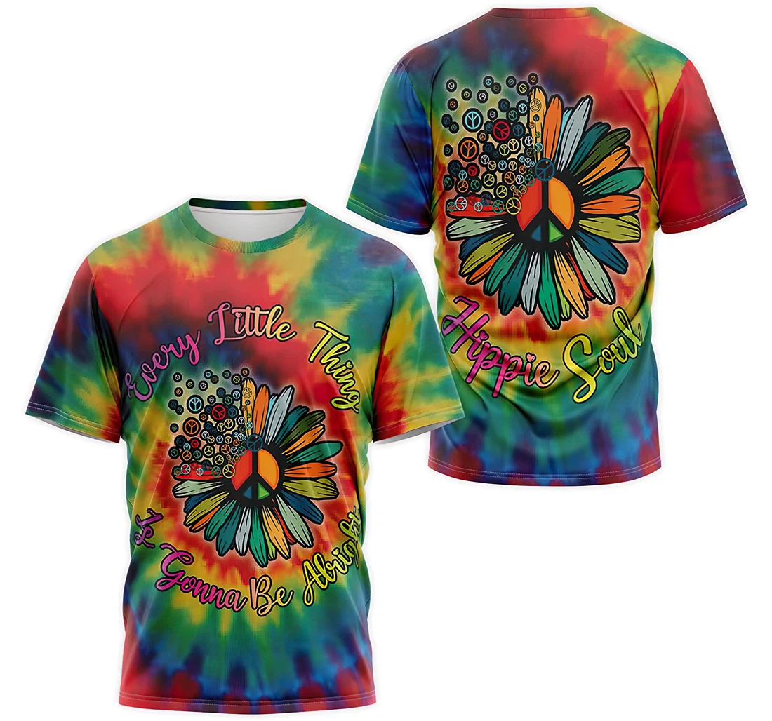 Personalized T-Shirt, Hoodie - Tie Dye Sunflower Every Little Thing Is Gonna Be Alright Hippie Soul 3D Printed