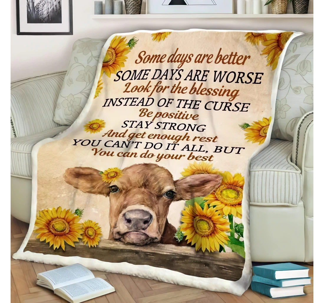 Throw Blanket, Quilt - Personalized Gifts Cow You Can Do Your Best Gifts Great Ideas Sherpa Fleece