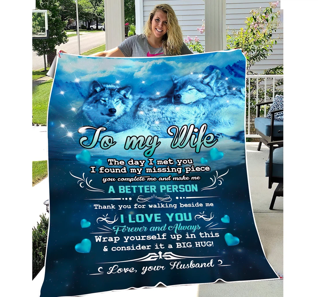Throw Blanket, Quilt - Personalized Gifts To My Wife I Love You Forever And Always Wrap Yourself Up In This And Consider It A Big Hug Sherpa Fleece
