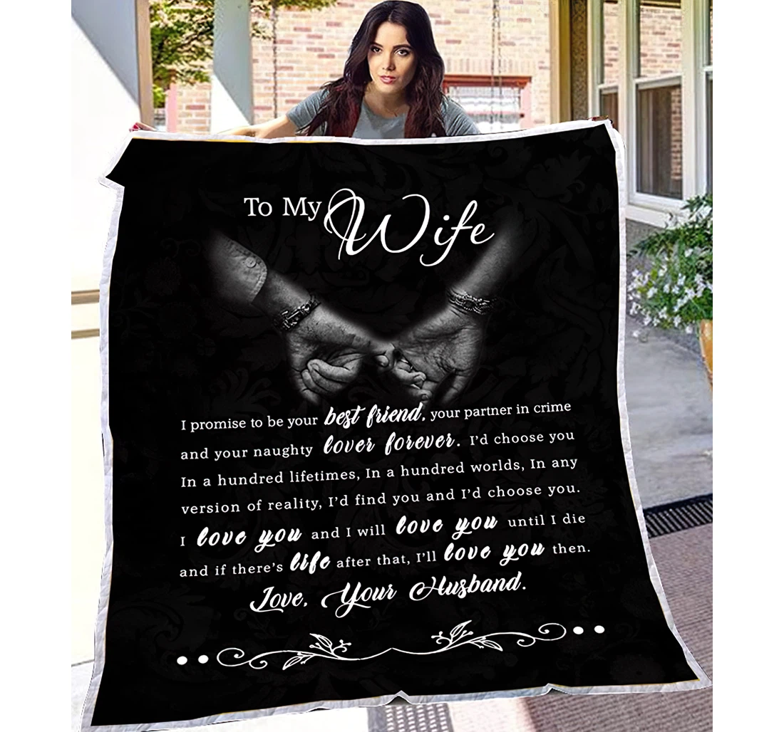 Throw Blanket, Quilt - Personalized Gifts To My Wife Wife Valentine Gifts From Husband Couple Gifts Gifts Great Ideas Sherpa Fleece