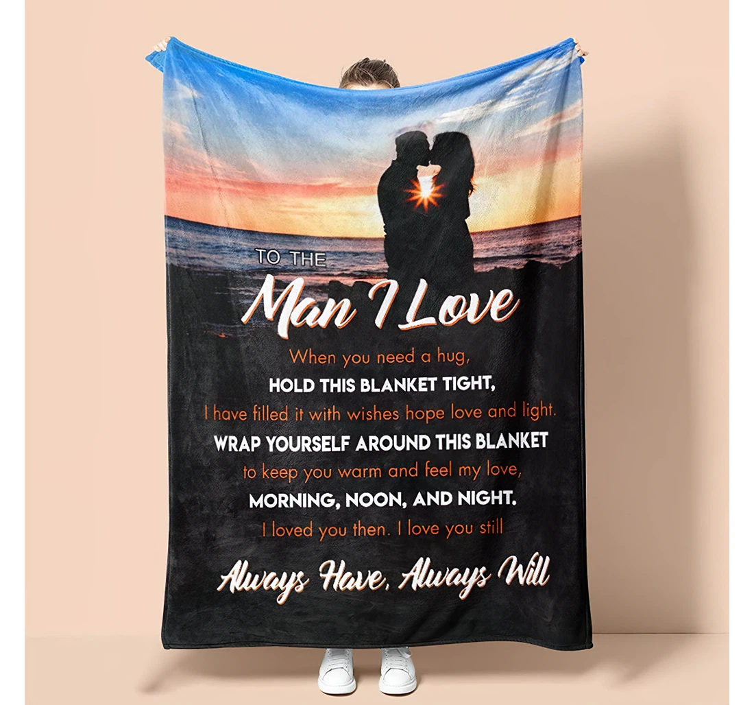 Throw Blanket, Quilt - Personalized Husband Fiance Boyfriend The Man I Love Valentine's Day Gifts Sherpa Fleece