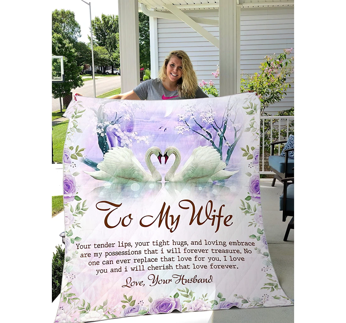 Throw Blanket, Quilt - Personalized Gifts To My Wife Love Quotes Idea Valentine's Day Gifts Great Ideas Sherpa Fleece