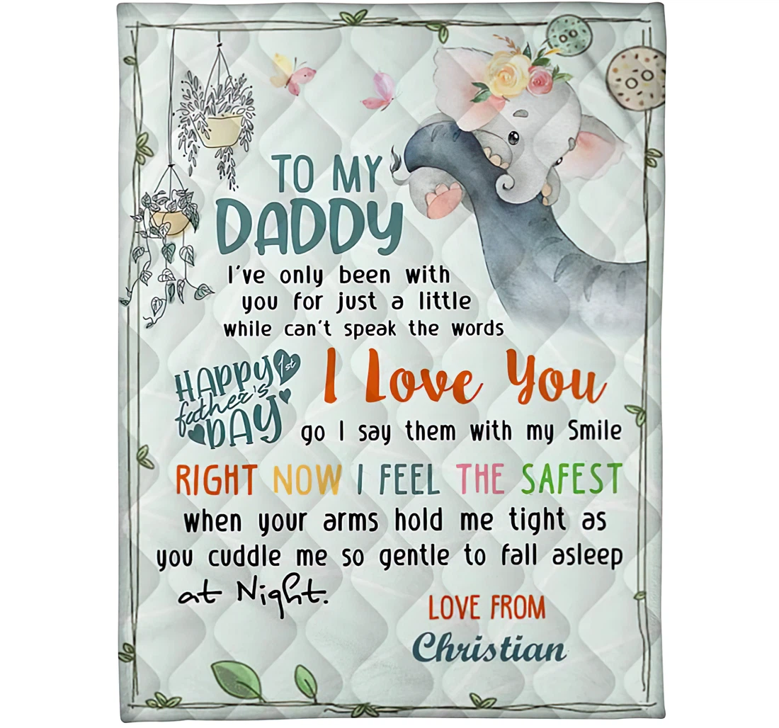 Throw Blanket, Quilt - Personalized Elephant To My Expecting Dad Love From Daughter Custom Name Cute Baby Girl Elephant Beloved Girl Winter Gifts Xmas Sherpa Fleece
