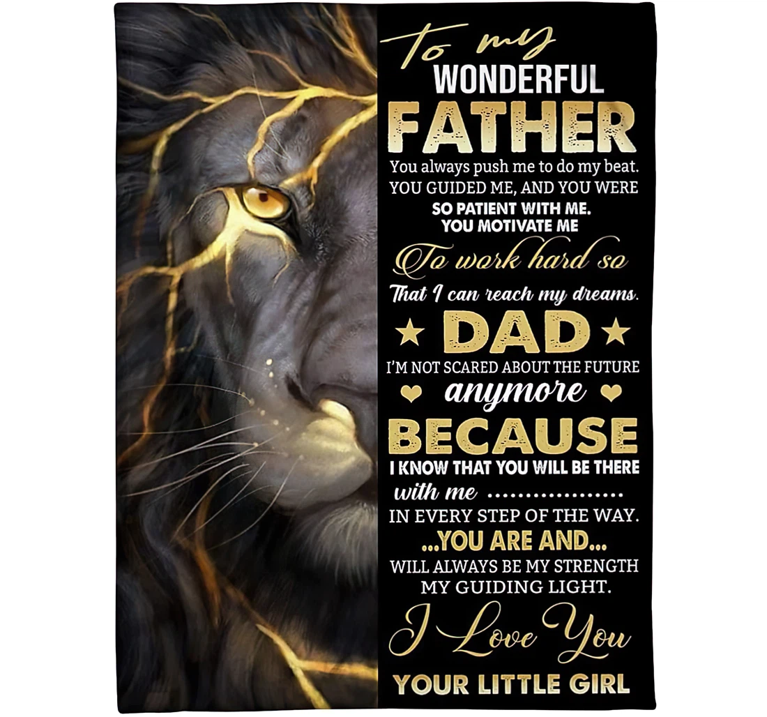 Throw Blanket, Quilt - Personalized Crown Lion To My Wonderful Father From Little Girl Custom Name Witchcraft Lion Artist Art Printed Gifts Sherpa Fleece