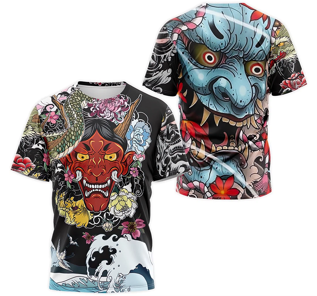 Personalized T-Shirt, Hoodie - Oni Demon Hanya Dragon Japanese Tattoo 3D Printed