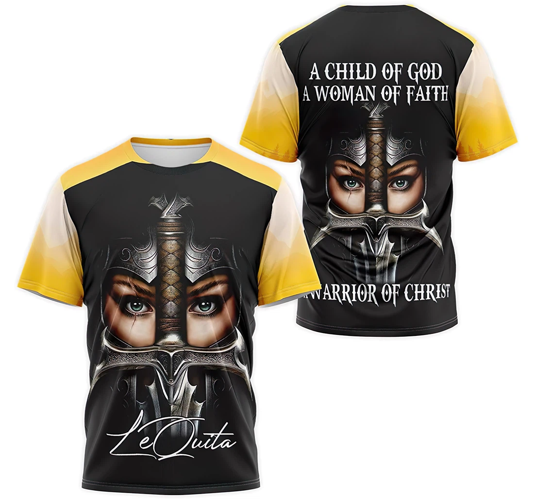 T-Shirt, Hoodie - Custom Name Warrior Girl A Child Of God A Woman Of Faith A Warrior Of Chirst 3D Printed