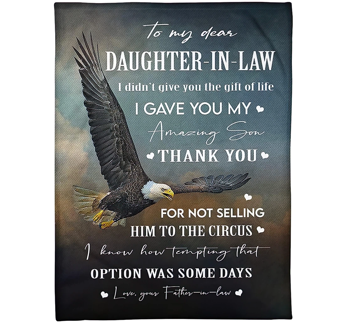 Throw Blanket, Quilt - Personalized Eagle Daughter In Law From Father In Law Custom Name Braver Eagle Flying Beloved Girl Winter Gifts Sherpa Fleece