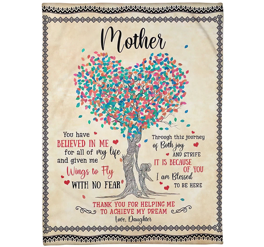 Throw Blanket, Quilt - Personalized To My Mother From Daughter Custom Name Colorful Mother And Daughter Heart Tree Bedding Gifts Sherpa Fleece