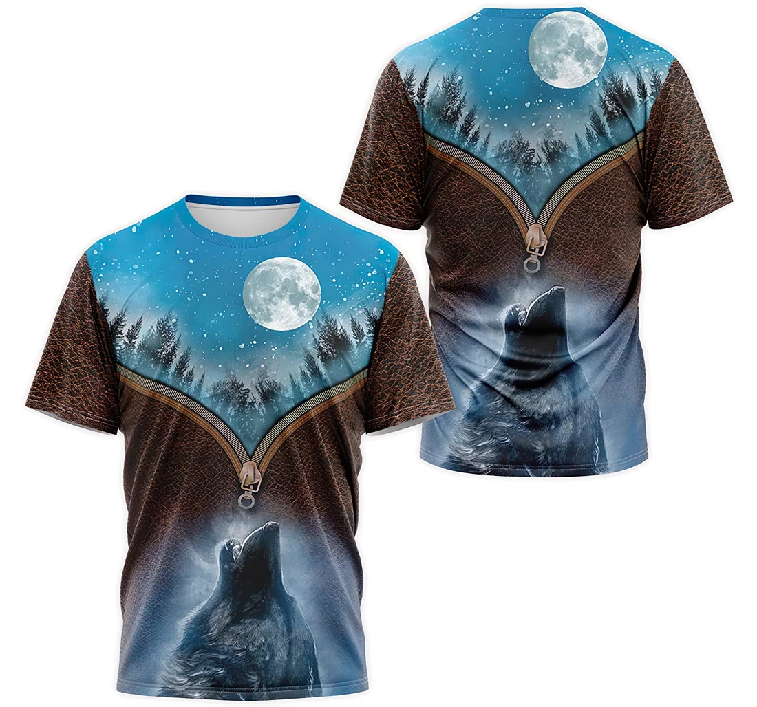 Personalized T-Shirt, Hoodie - Howling Wolf Night Moon Forest 3D Printed