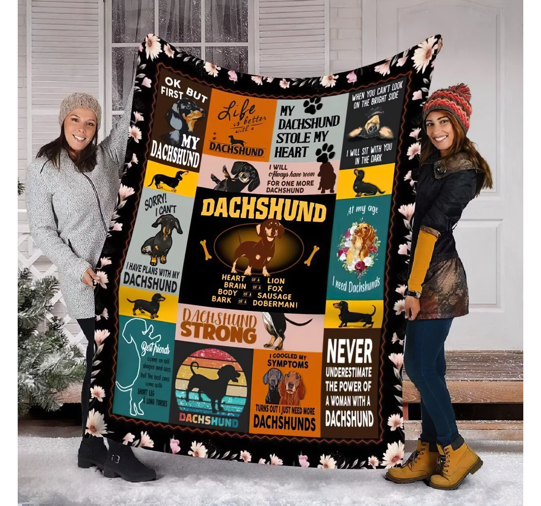 Throw Blanket, Quilt - Personalized Dachshund Dog Dachshund Quotes Funny Quotes Love Dachshund Fleece Sherpa Fleece