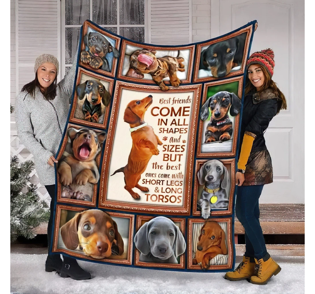Throw Blanket, Quilt - Personalized Dachshund Dogs Quotes Gift Mom Es Sherpa Fleece