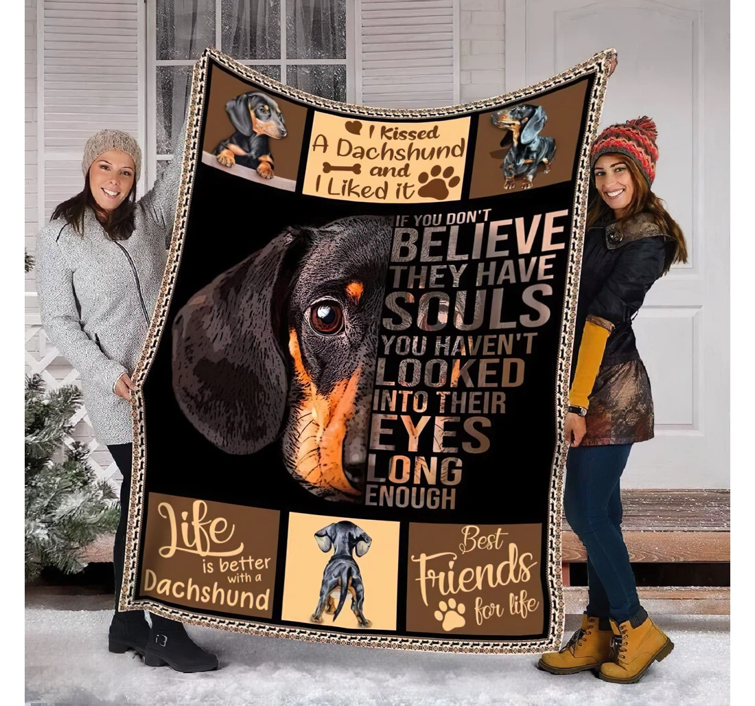 Throw Blanket, Quilt - Personalized Dachshund Saying Dog Quotes Gift Mom New Year Gift Bedroom Es Sherpa Fleece