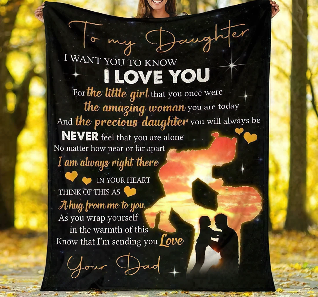 Throw Blanket, Quilt - New To My Dear Daughter Letter Meaning Quote From Father Love Dad Sherpa Fleece