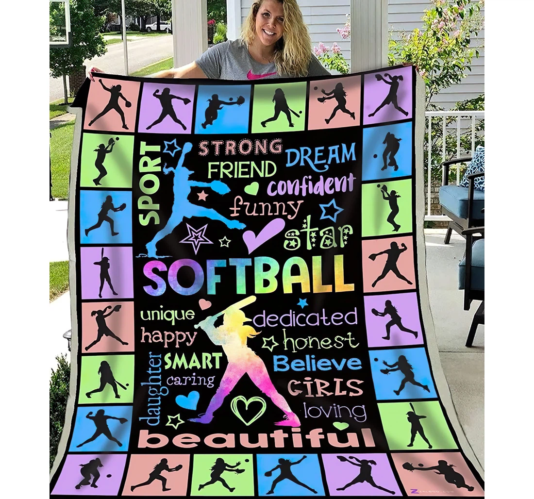 Throw Blanket, Quilt - Personalized Gifts Softball Beautiful Gifts Great Ideas Sherpa Fleece