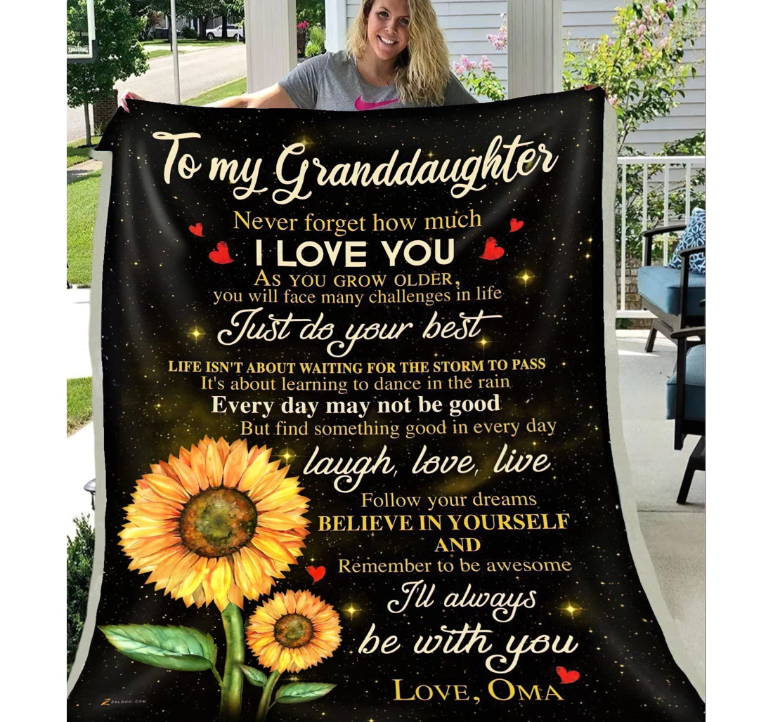 Throw Blanket, Quilt - Personalized Gifts To My Granddaughter Follow Your Dreams Believe In Yourself And Remember To Be Awesome I'll Always Be With You .custom Name Ideas Sherpa Fleece