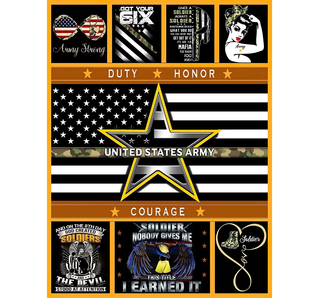 Throw Blanket, Quilt - Personalized Gifts United States Army Courage Gifts Great Ideas Sherpa Fleece