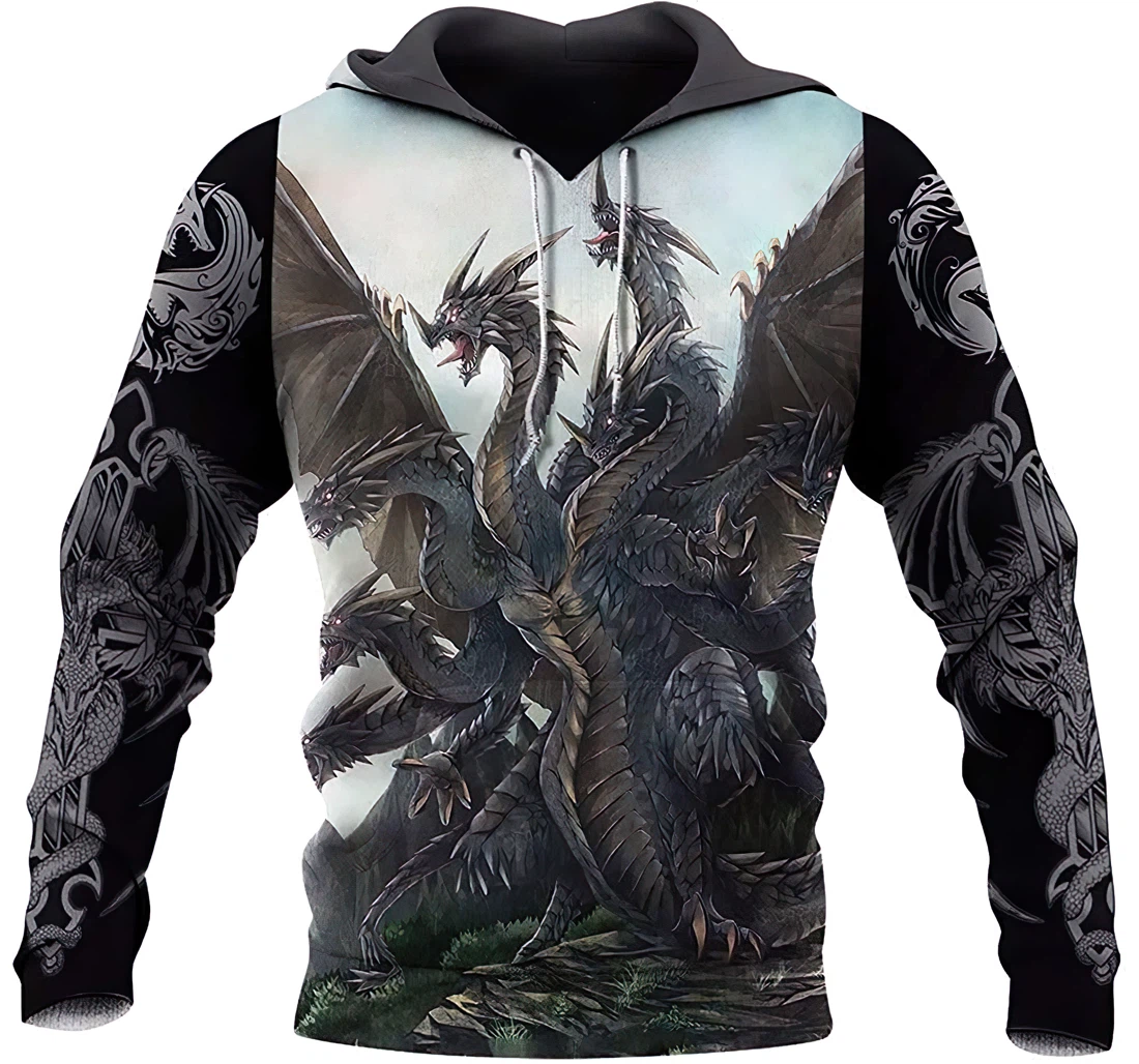 Personalized Tattoo And Dungeon Dragon 7 Heads Hydra - 3D Printed Pullover Hoodie