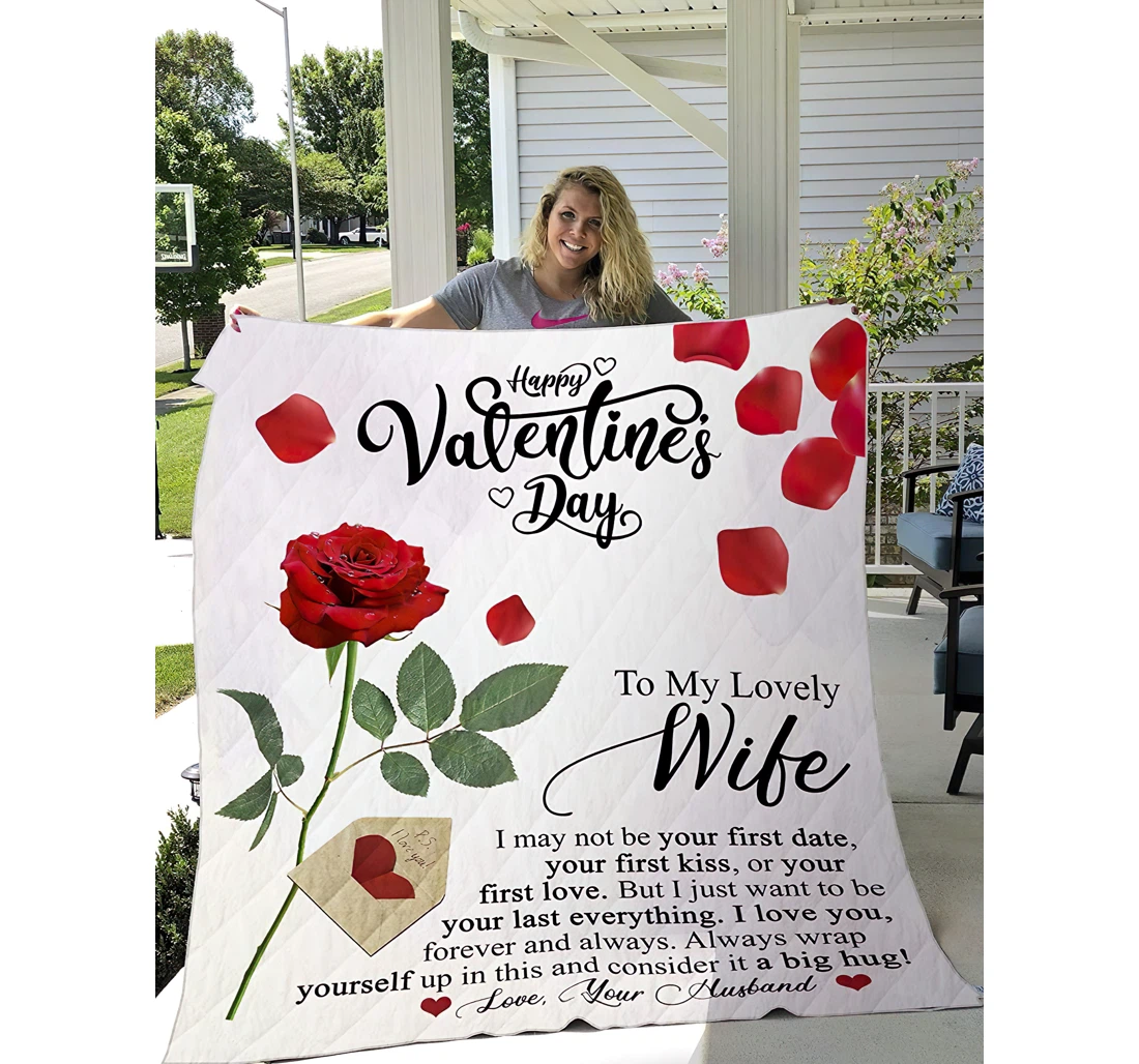 Throw Blanket, Quilt - Personalized Gifts To My Lovely Wife Married Couple Valentine Gifts Rose Wife Gifts Great Ideas Sherpa Fleece