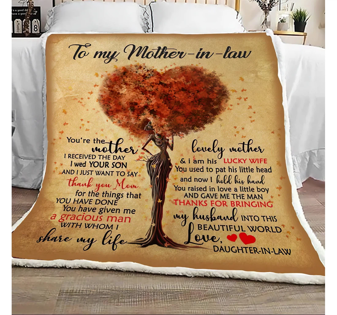 Throw Blanket, Quilt - Personalized To My Mother In Law From Daughter In Law Custom Name The Beautiful Mom Heart Tree Beloved Mother Gifts Xmas Sherpa Fleece