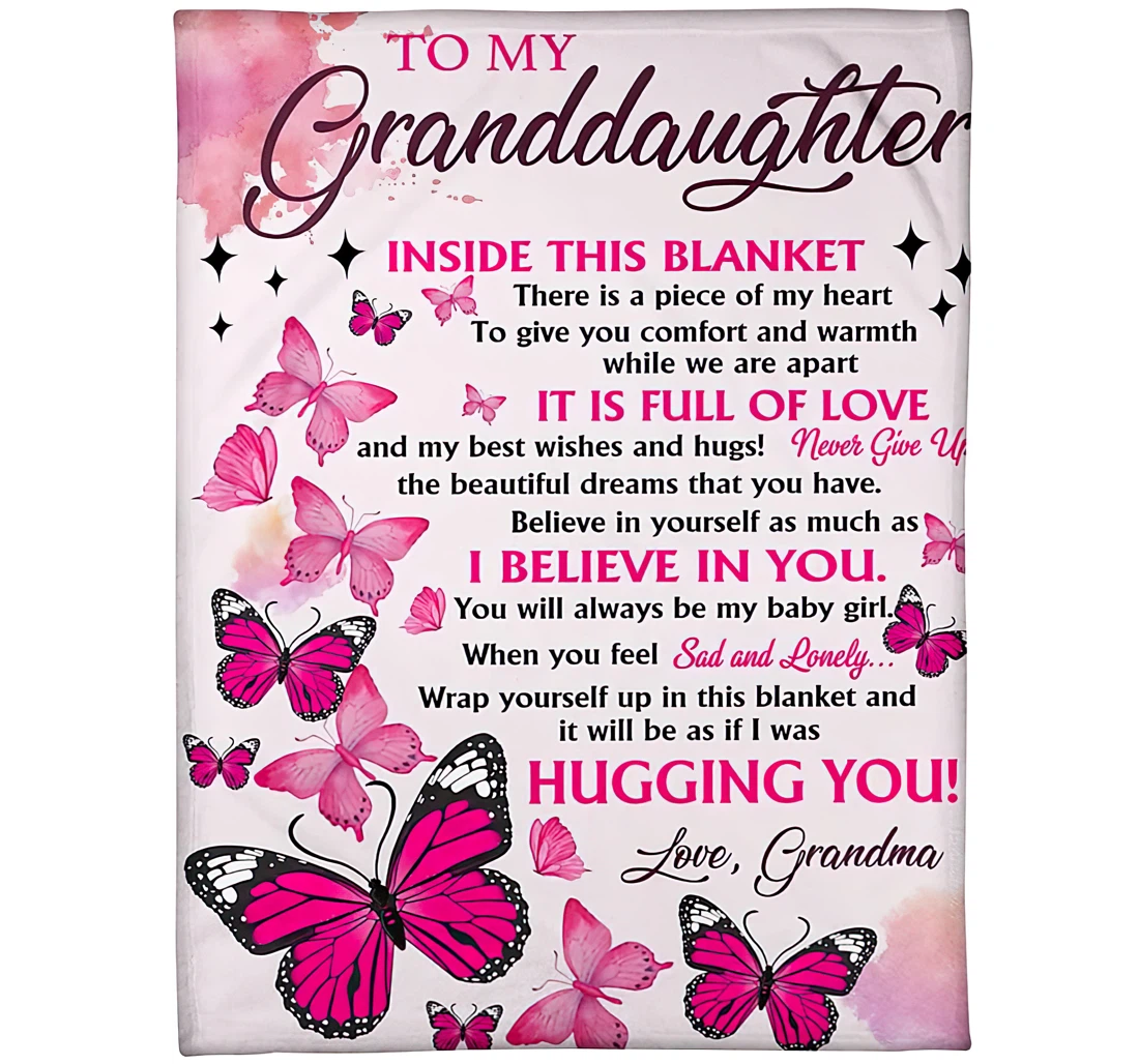 Throw Blanket, Quilt - Personalized Family Love Message To My Daughter From Mom Custom Name Inside This It Is Full Of Love Pink Butterflies White Gifts Xmas Sherpa Fleece