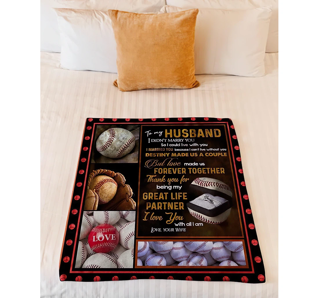 Throw Blanket, Quilt - Personalized Baseball To My Husband From Wife Custom Name Baseball Thank You Being My Partner Great Customized Gift Sherpa Fleece