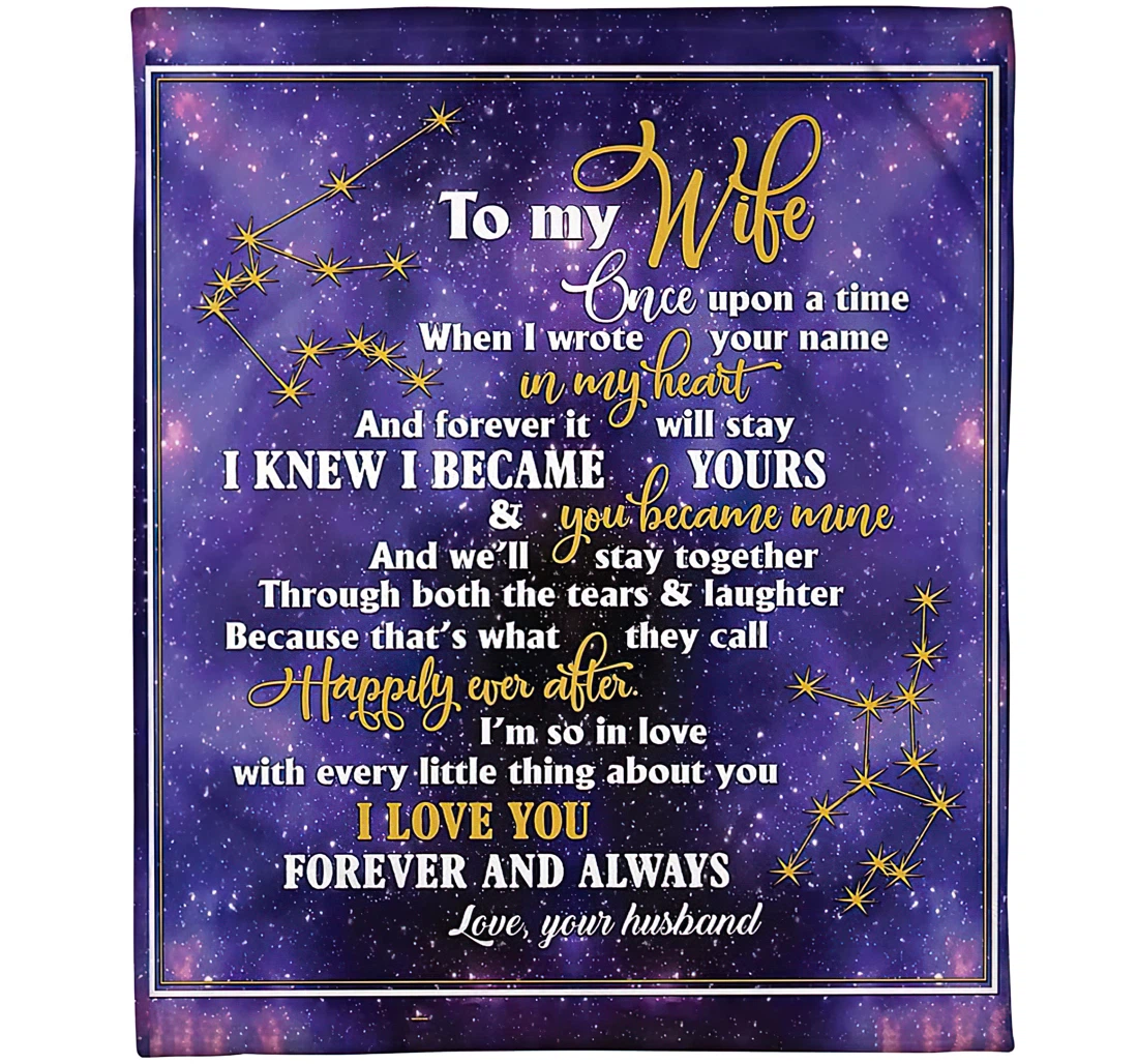 Throw Blanket, Quilt - Personalized To My Wife Love Husband Custom Name Women Constellation Astronomy Lovers I Became Your Galaxy Gifts Valentine Xmas Sherpa Fleece