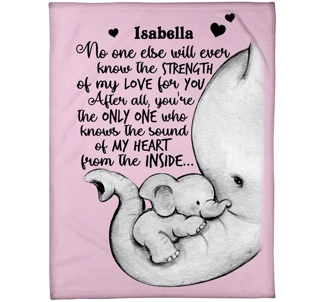 Throw Blanket, Quilt - Elephant My Baby Bump From Expecting Mom Custom Name Mother Elephant's Love Baby Bump Winter Gifts Xmas Sherpa Fleece