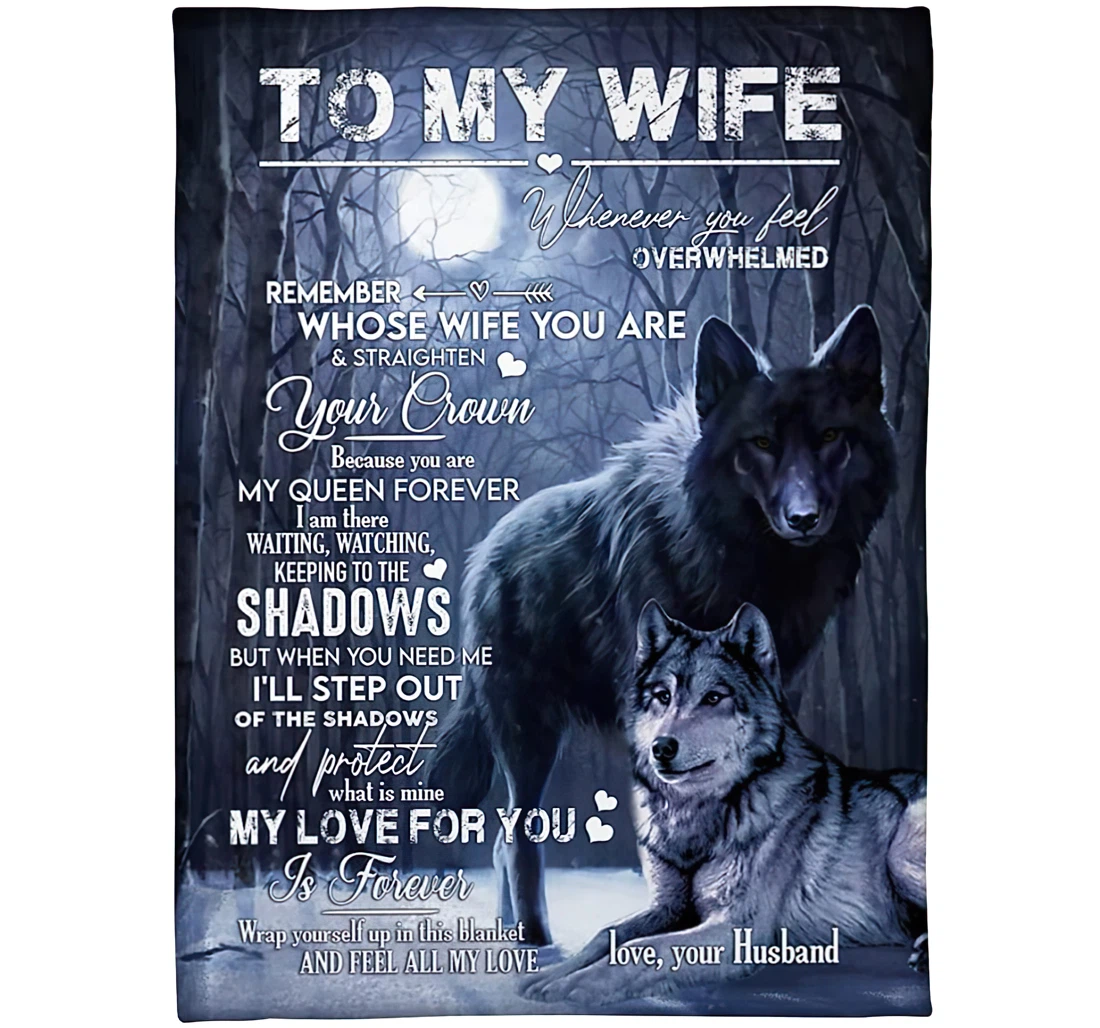 Throw Blanket, Quilt - Personalized Couple To My Wife From Husband Custom Name The Wolf In The Dark Forest Happiness Wolf Couple Together Design Gifts Valentine Xmas Sherpa Fleece