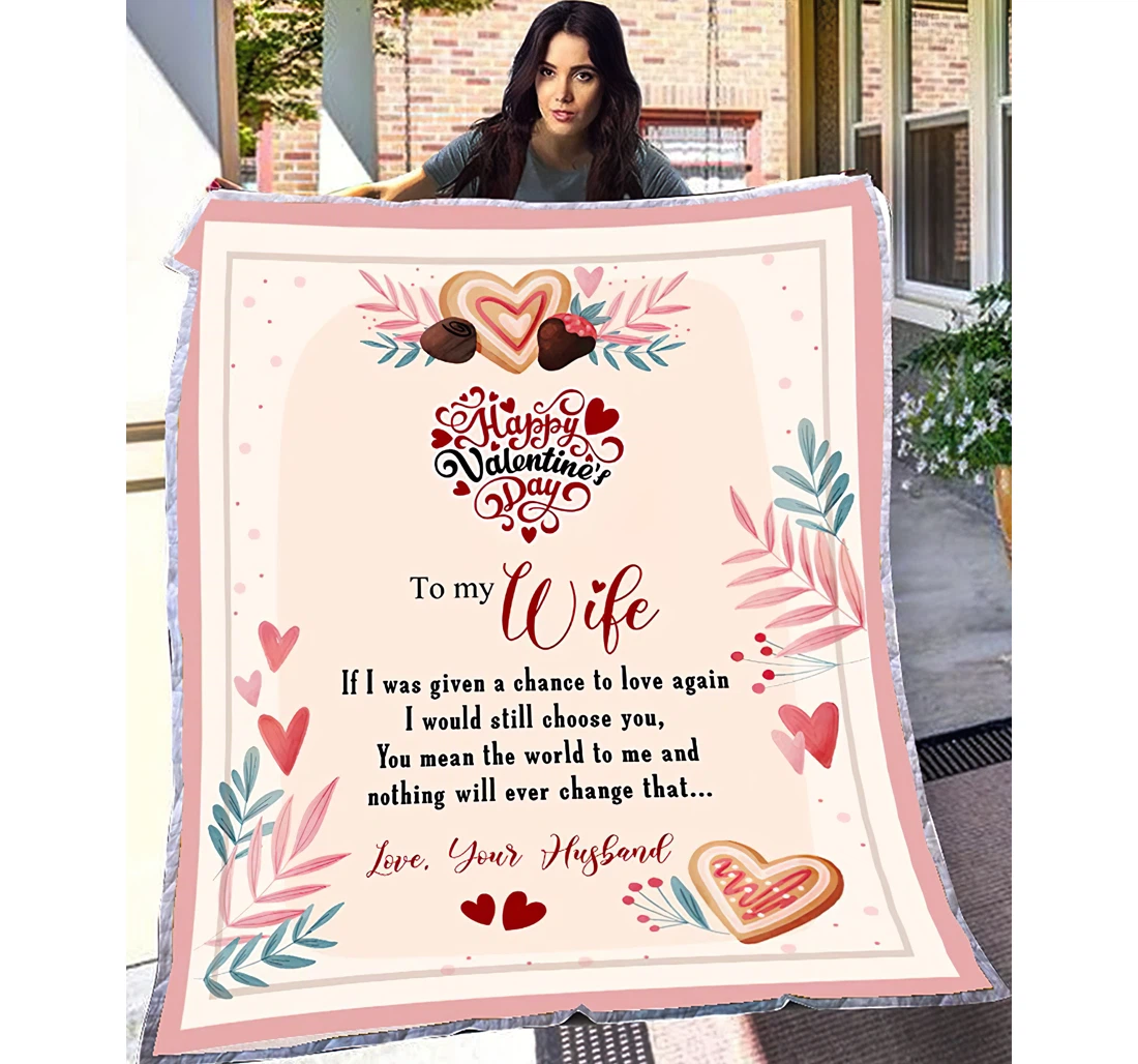 Throw Blanket, Quilt - Personalized Gifts To My Wife Heart Letter Valentine Gifts Her Valentine Gifts Idea Love Quotes Wedding Sherpa Fleece