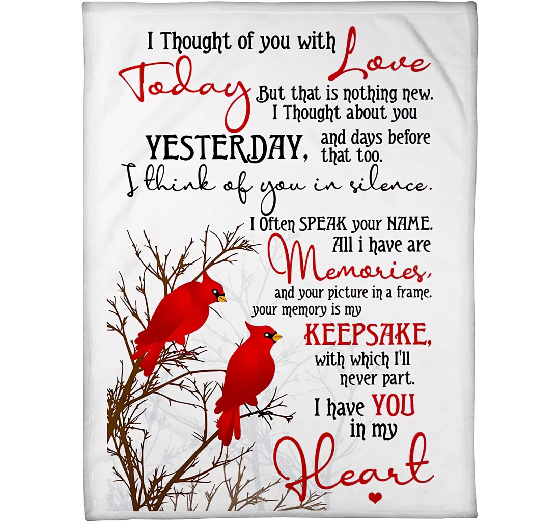 Throw Blanket, Quilt - Memorial Loss Wife Husband In Heaven Custom Name Cardinal Couple In The Snow Winter Warmth Gifts Xmas Sherpa Fleece