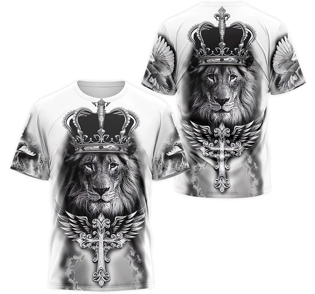 Personalized T-Shirt, Hoodie - Lion The King Crown Christ Jesus 3D Printed