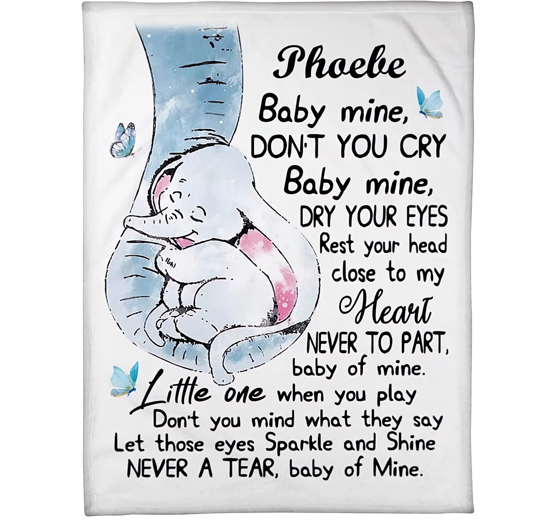 Throw Blanket, Quilt - Personalized Elephant To My Baby Bump Love From New Mom And Dad Custom Name Cute Elephant Baby Girl Winter Gifts Xmas Sherpa Fleece