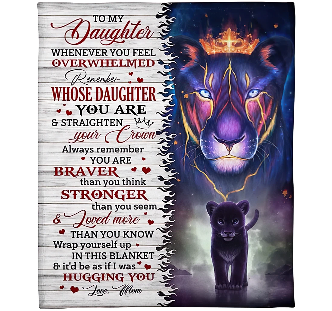 Throw Blanket, Quilt - Personalized Crown Lion Son From Dad Custom Name Witchcraft Lions Baby Girl Art Printed Bedding Gifts Daughter Sherpa Fleece