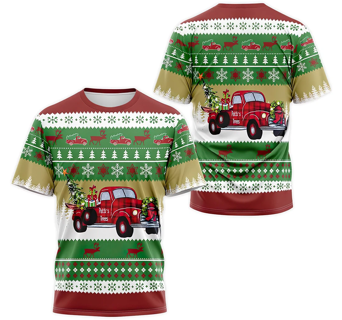 Personalized T-Shirt, Hoodie - Red Truck Christmas Patti's Trees 3D Printed