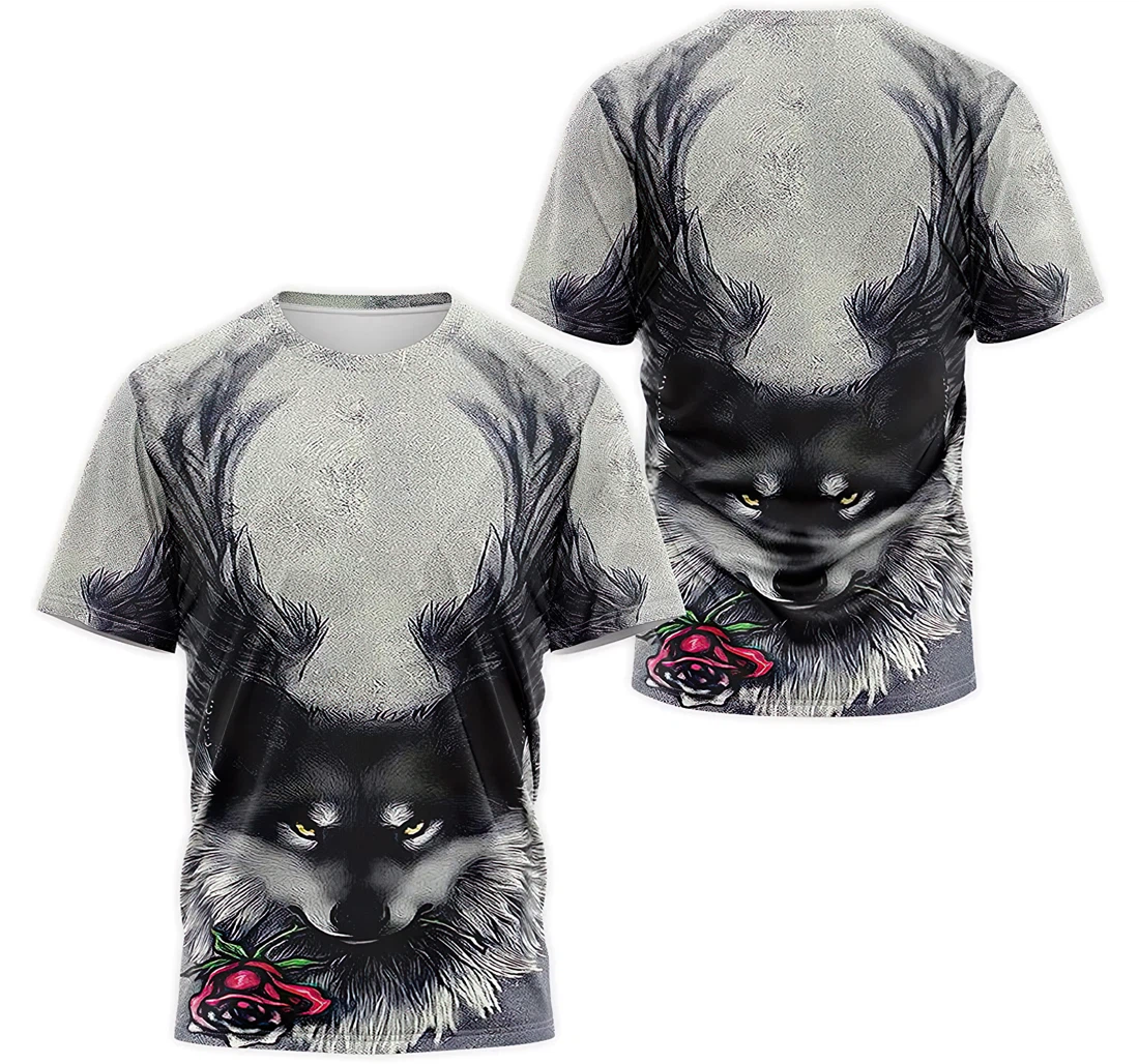 Personalized T-Shirt, Hoodie - Wings Wolf Rose 3D Printed
