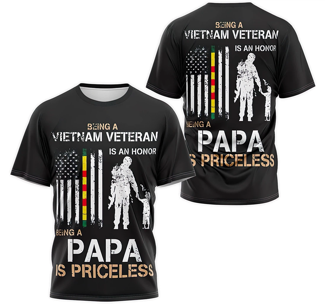 Personalized T-Shirt, Hoodie - Being A Vietnam Veteran Is An Honor Being A Grandpa Is Priceless 3D Printed