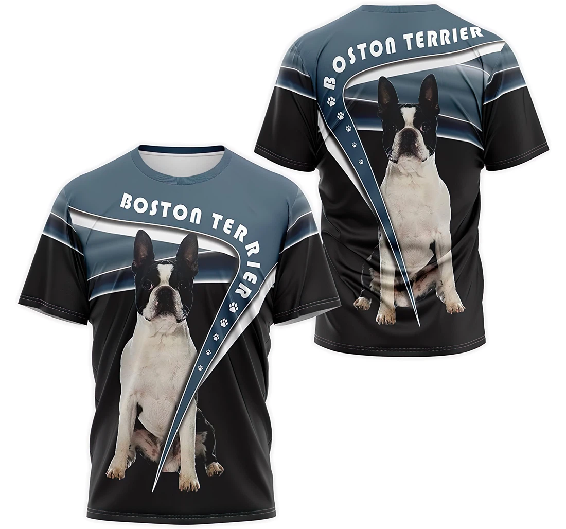 Personalized T-Shirt, Hoodie - White Boston Terrier Dog 3D Printed