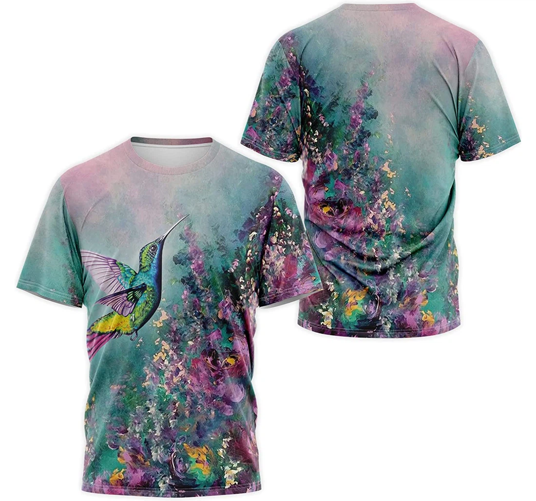 Personalized T-Shirt, Hoodie - Hummingbird Wild Flower Oil Painting 3D Printed