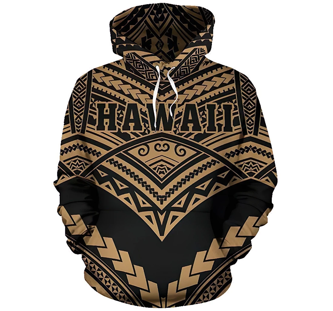 Personalized Hawaii Coat Of Arms Polynesian Tribal New Warrior Style Man And Woman - 3D Printed Pullover Hoodie