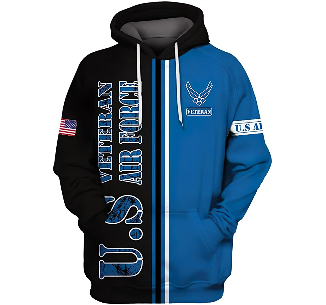 Personalized U.s Army Air Force Veteran Blue And Man And Woman - 3D Printed Pullover Hoodie