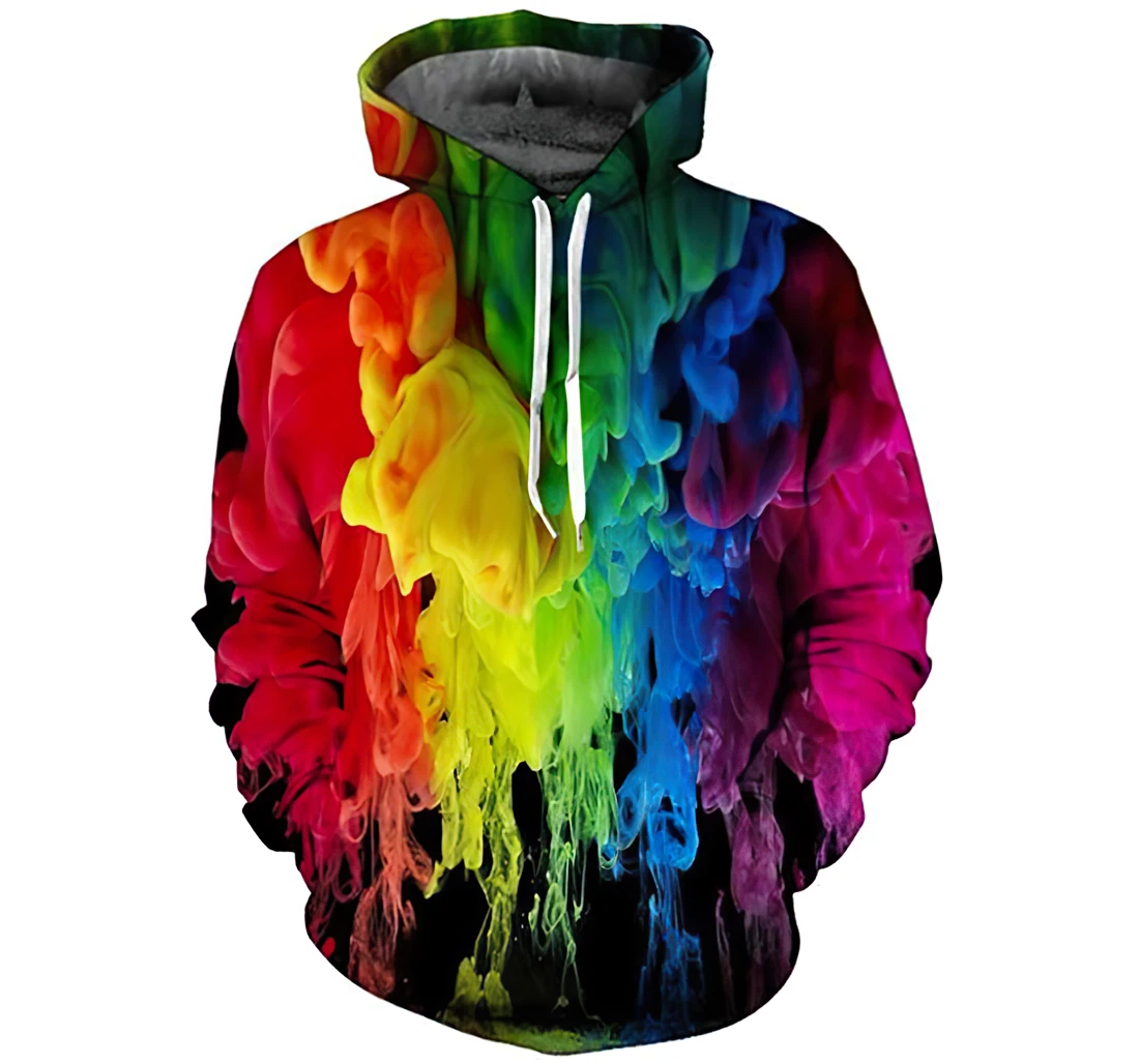 Personalized Colorful Smoke Man And Woman - 3D Printed Pullover Hoodie