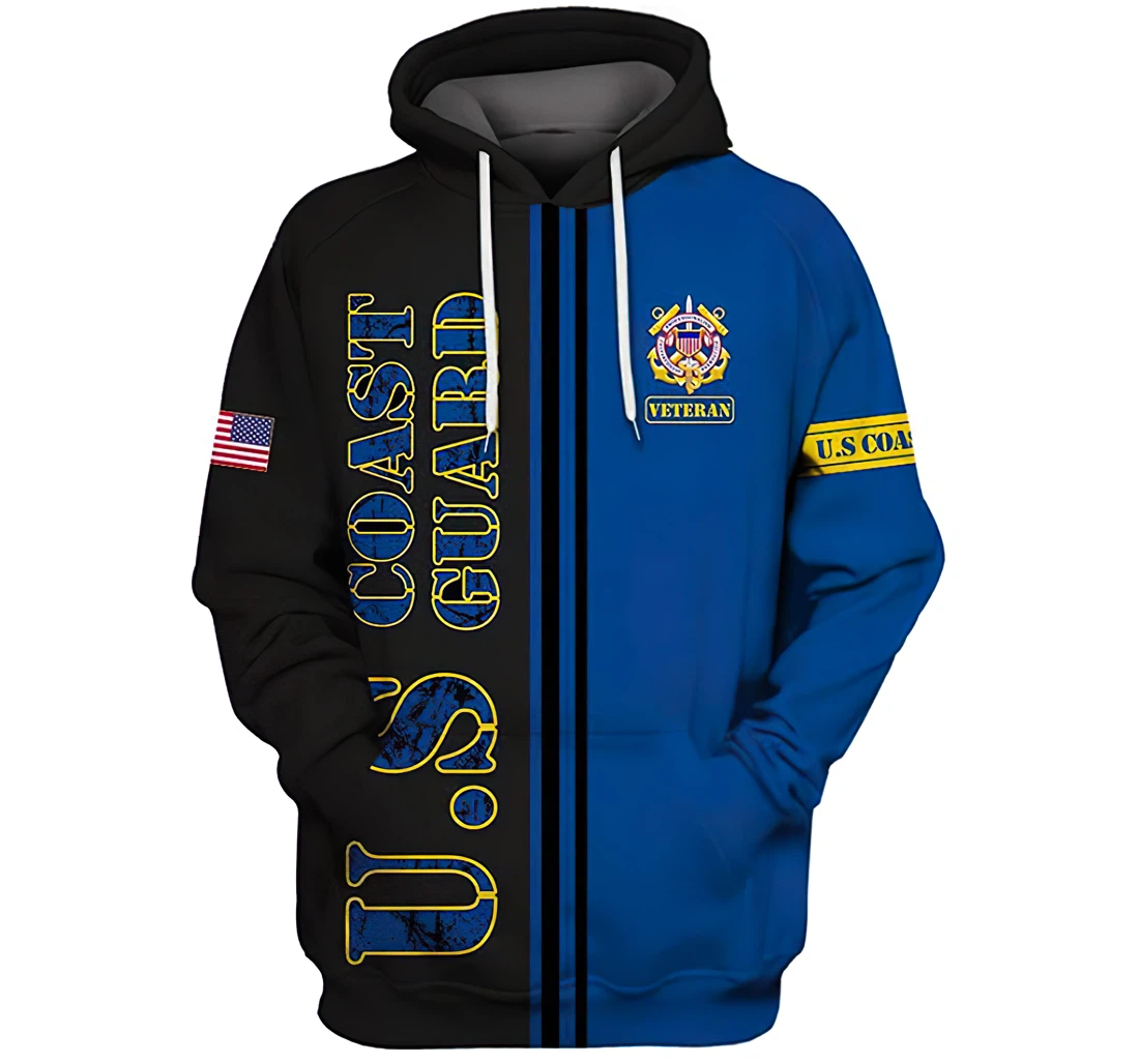 Personalized U.s Army Uscg Veteran Blue And Man And Woman - 3D Printed Pullover Hoodie