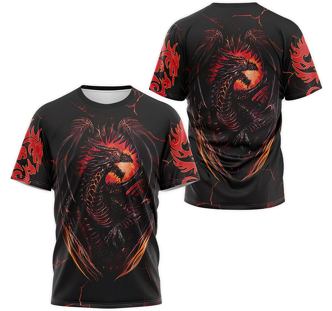 Personalized T-Shirt, Hoodie - Thunder Fire Dragon Volcano Tattoo 3D Printed