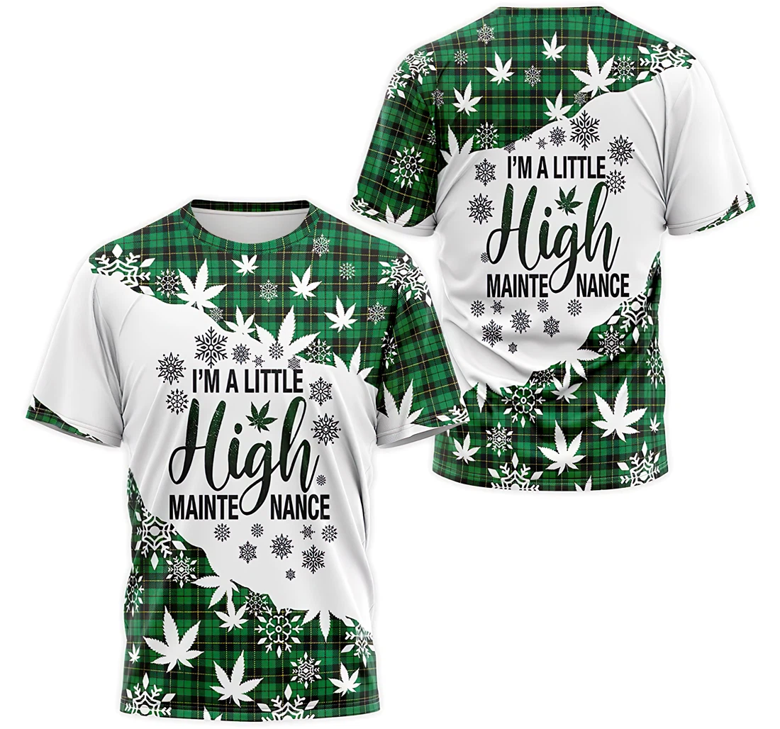 Personalized T-Shirt, Hoodie - I'm A Little High Maintenance Green Christmas Cannabis 3D Printed